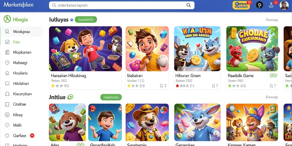 Tampilan awal game yang menarik dengan karakter unik.