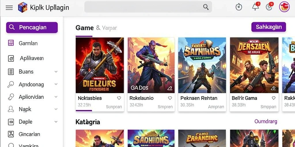 Screenshot aplikasi memperlihatkan tampilan utama penuh warna.